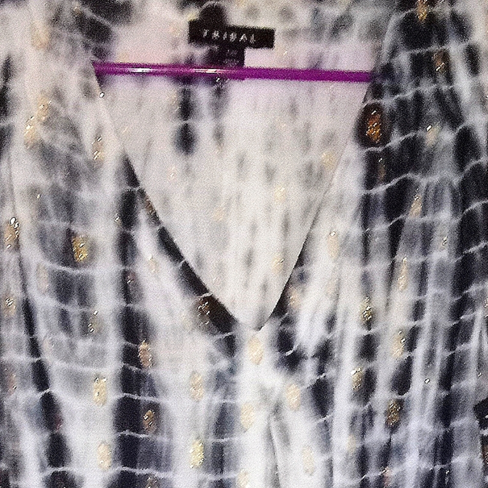 TRIBAL brand,wmns LG,long sleeveless dress w/ pockets,blue-white&gold, like new